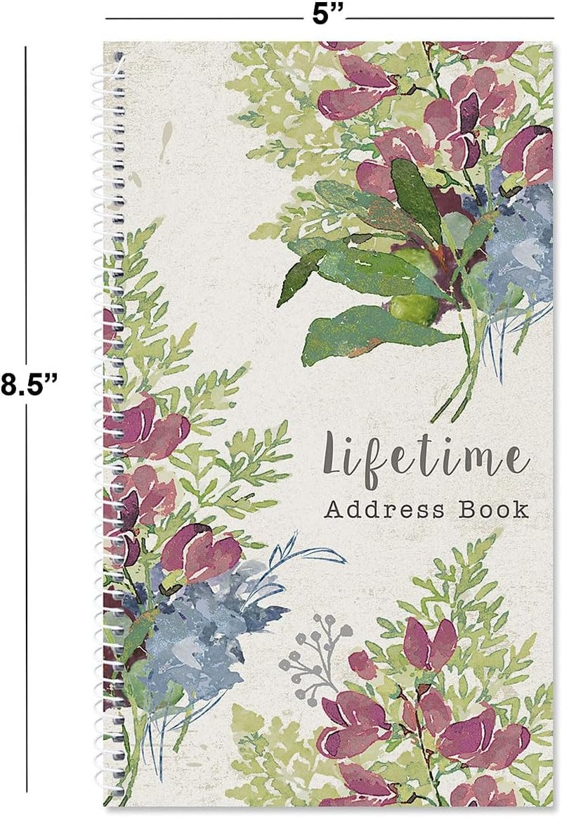 Current Fall Florals Address Book - 94 Pages; Small 5" x 8-1/2" Size for Purse or Office, Spiral Bound Soft Cover Organizer for Contacts, Addresses, Email, & Phone Numbers + 50 Replacement Stickers - Image 3